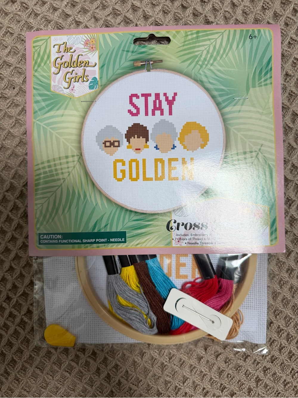 The Golden Girl Cross-Stitch Kit - Stay Golden (Pink, Yellow, Blue, Brown, Gray)